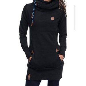 Naketano tunic hoodie in color black size small